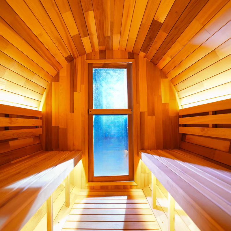 Canadian Cedar Barrel Sauna with Panoramic Window