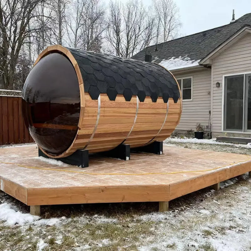 Canadian Cedar Barrel Sauna with Panoramic Window