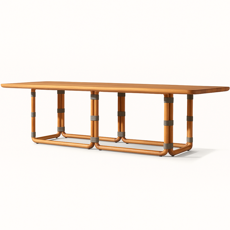 Marin & Vale Arco 9-Piece Teak Rope Outdoor Dining Set