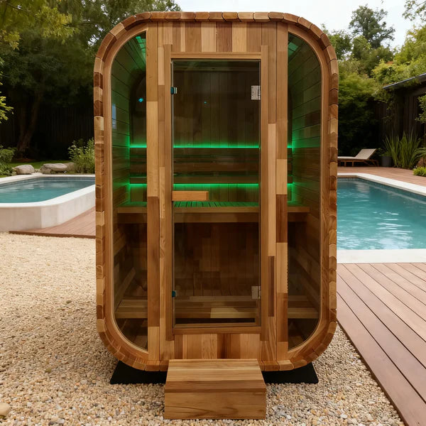 Red Cedar Outdoor Square Traditional Steam Sauna – Premium Home Wellness & Relaxation