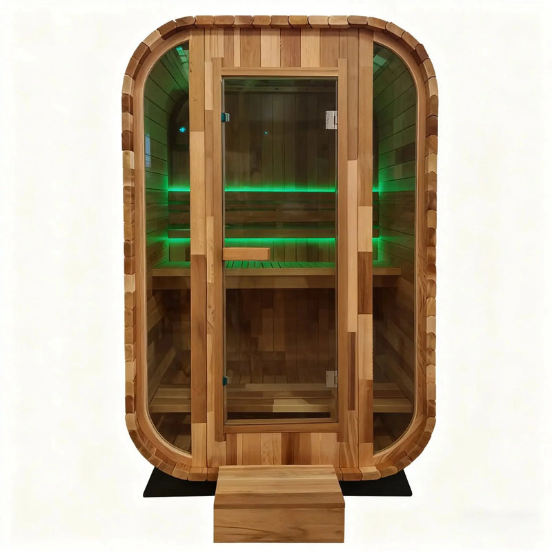 Red Cedar Outdoor Square Traditional Steam Sauna – Premium Home Wellness & Relaxation