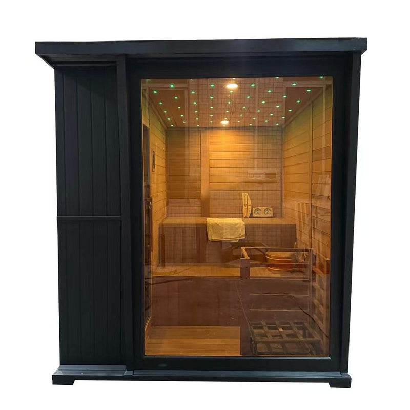 New Luxury High-End Black Square Outdoor Sauna – Modern Backyard Wellness Cabin