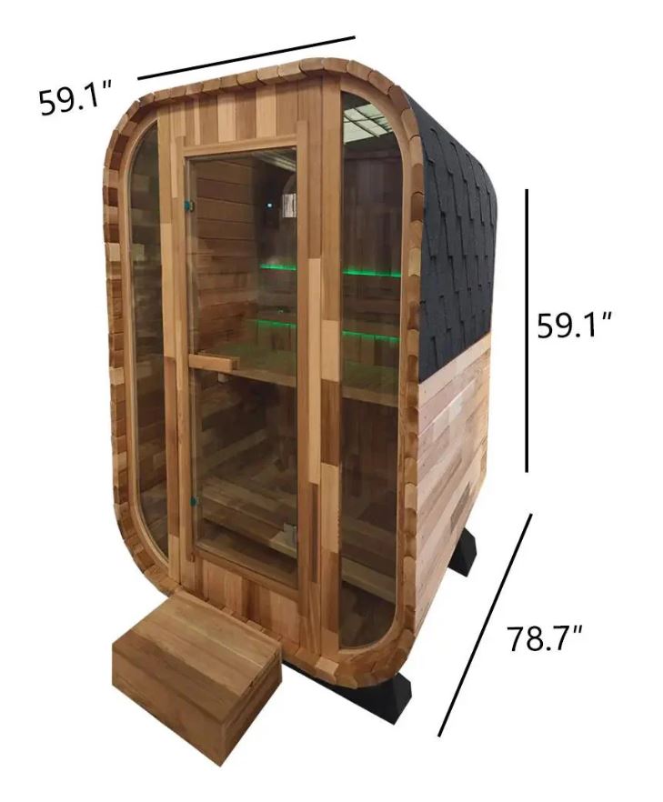 Red Cedar Outdoor Square Traditional Steam Sauna – Premium Home Wellness & Relaxation