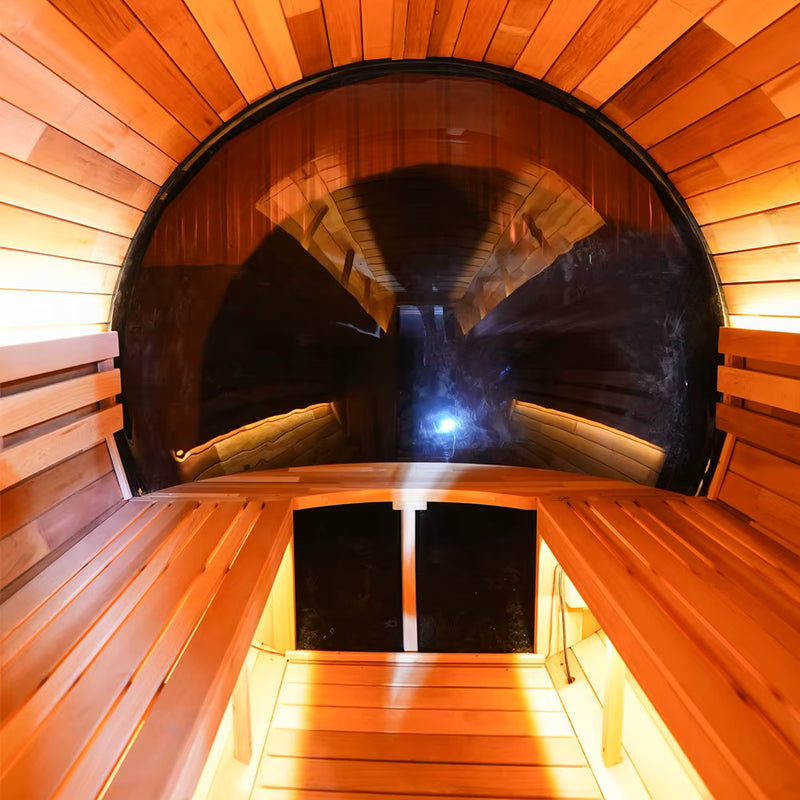 Canadian Cedar Barrel Sauna with Panoramic Window