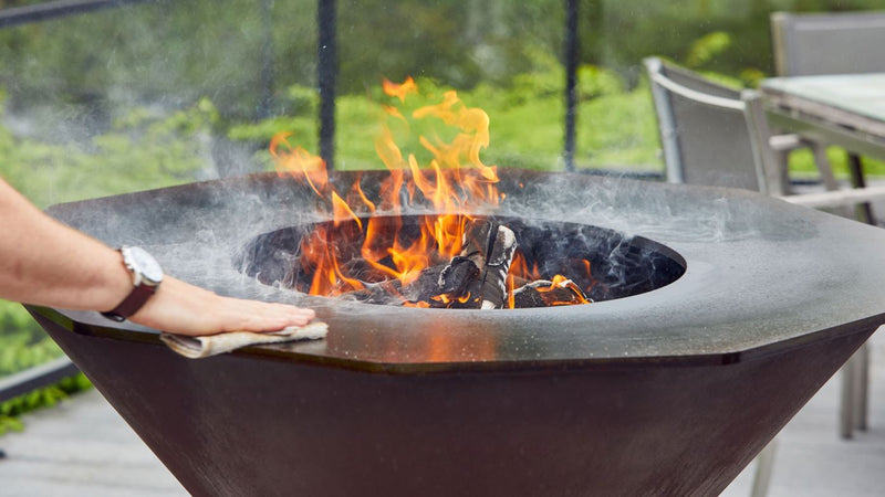 Renaissance Outdoor 40" Le Bol Outdoor Wood Burning Grill in Oxidized Patina Finish with Pedestal and Cover