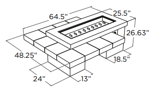 Outdoor Greatroom 64.5" Black Uptown Linear Gas Fire Pit Table with Folding Glass Wind Guard and Burner Cover