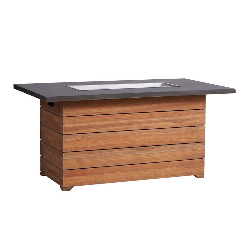Lloyd Flanders Teak 50" Rect. Fire Table with Faux Concrete Top