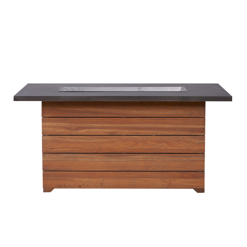 Lloyd Flanders Teak 50" Rect. Fire Table with Faux Concrete Top
