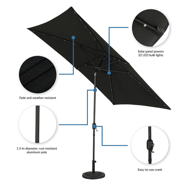 Nassau 6.5-ft x 10-ft Rectangular Market Umbrella with LED Lights - Breez-Tex Canopy