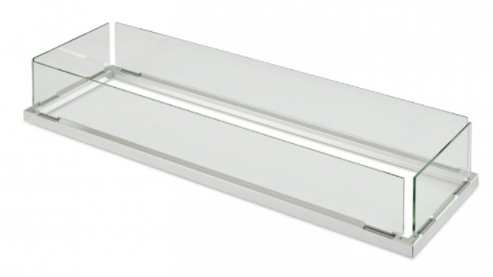 Outdoor Greatroom 64.5" Black Uptown Linear Gas Fire Pit Table with Folding Glass Wind Guard and Burner Cover