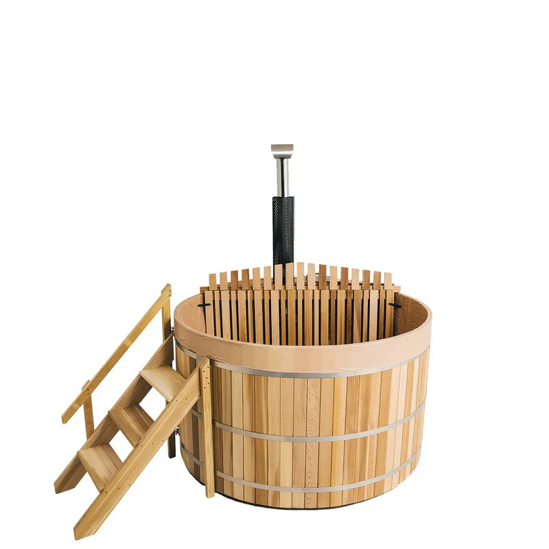 Canadian Red Cedar Barrel Style 4-person Wood-Burning Hot Tub DIY